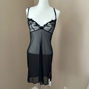 Simone Perele lingerie Black sheer lace Chemise  Fr 2 US SZ M